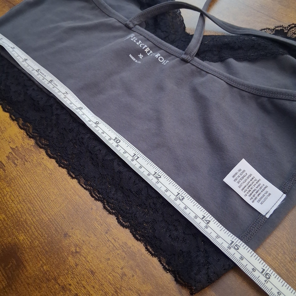 🆕️ Electric & Rose Grey Bralette with Black Lace Trim Womens XL - Picture 11 of 13